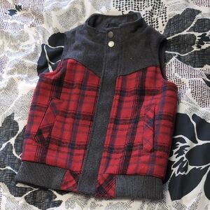 Red and Gray Plaid Vest